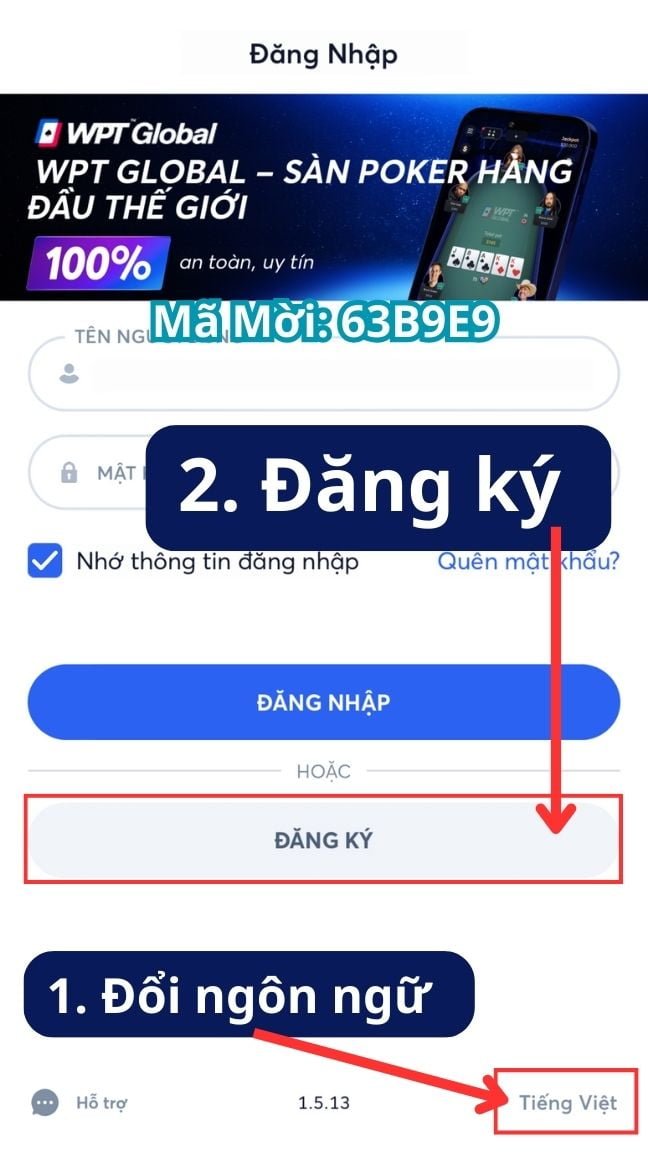 Đăng ký tài khoản mới WPT