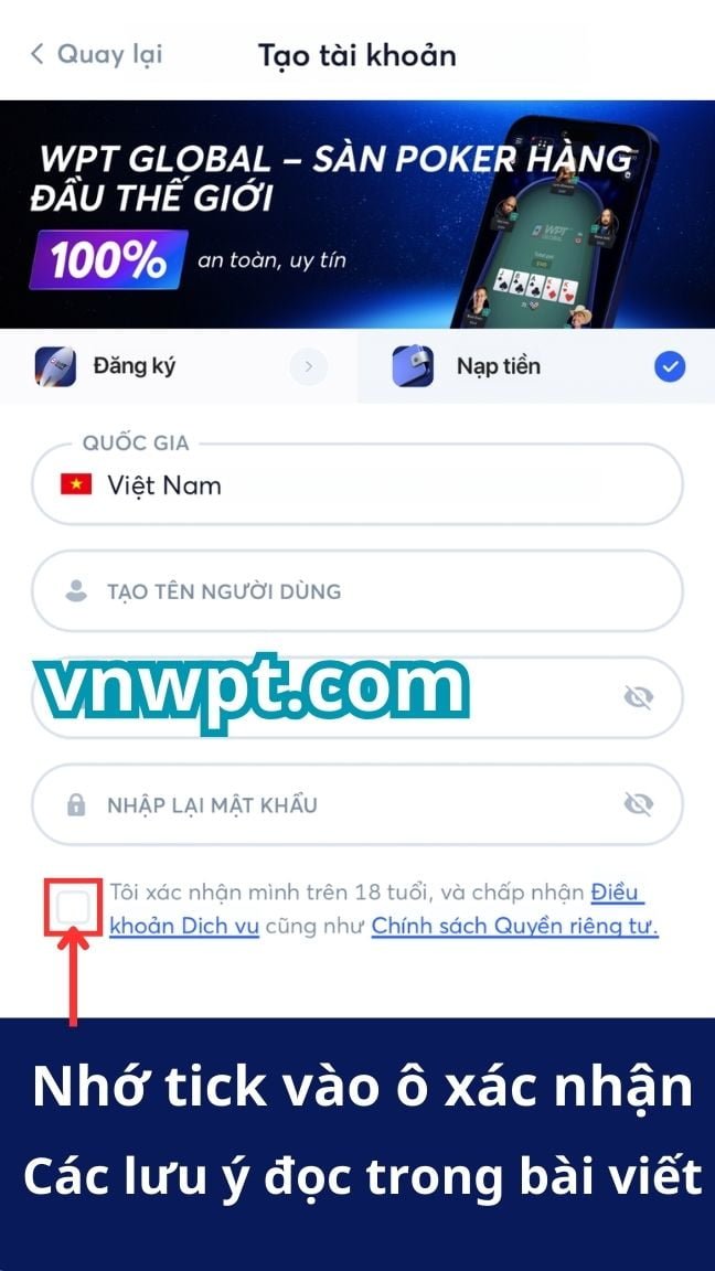 Hướng dẫn tạo tài khoản mới WPT Global